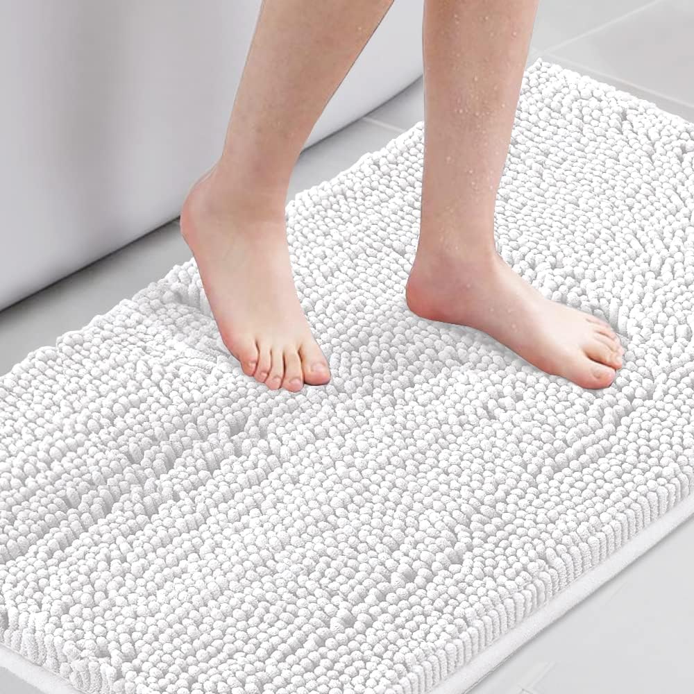 H.VERSAILTEX Bath Rug, Bath Mat Non Slip Bath Mats for Bathroom Floor, Bathroom Rug Extra Thick Chenille Rug Absorbent Soft Shaggy Washable Dry Fast Plush Rugs for Bathtubs