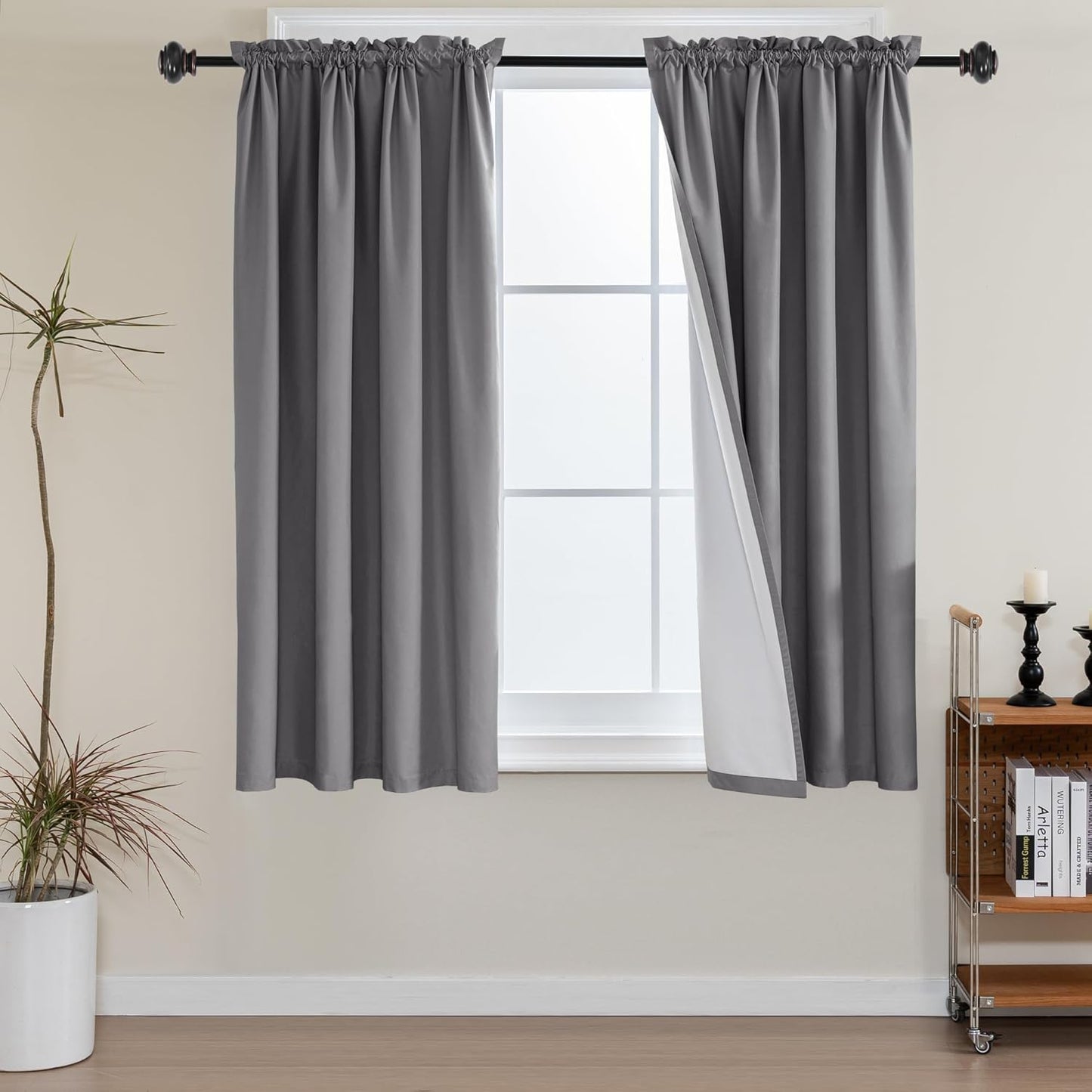 100% Blackout White Liners Window Rod Pocket Curtains