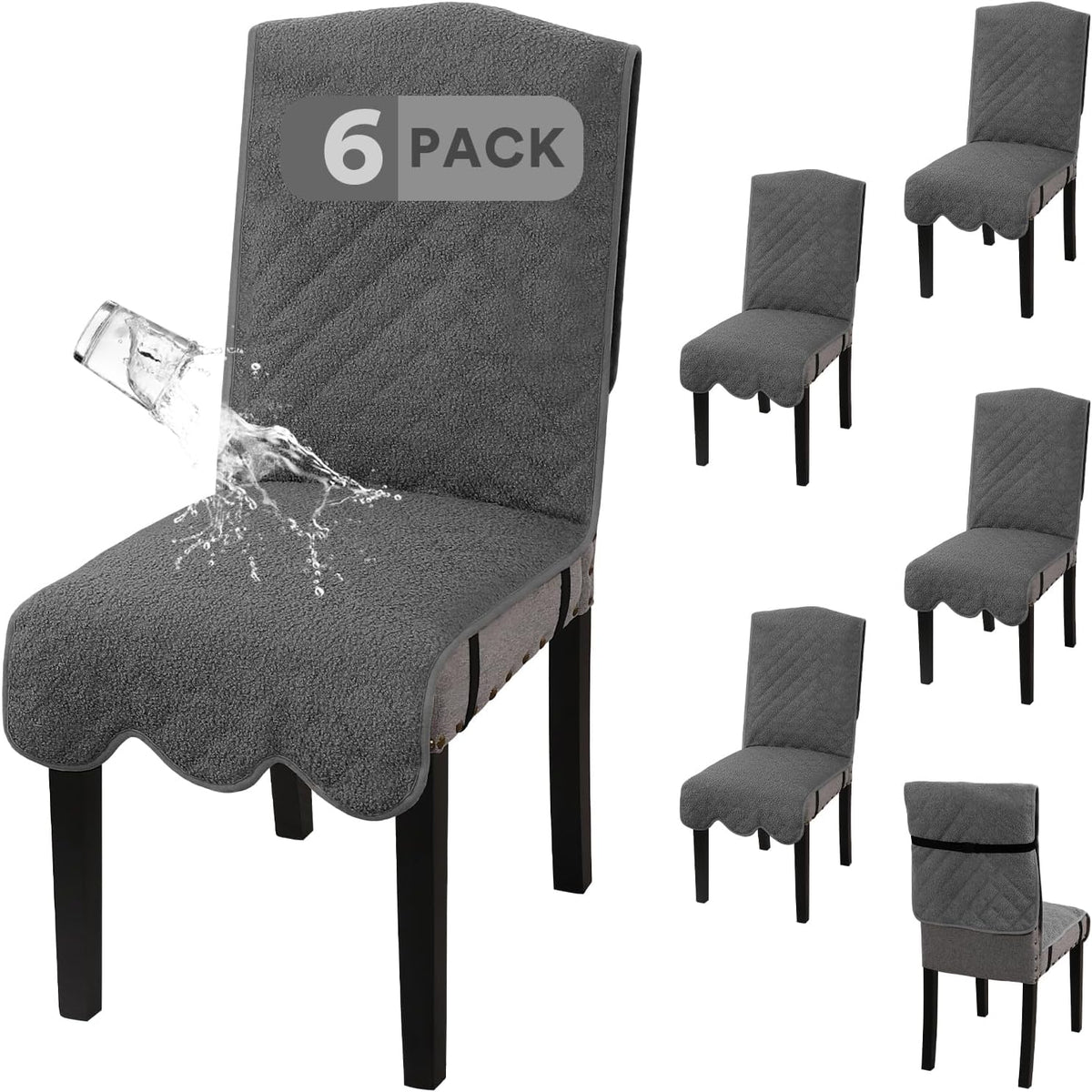H.VERSAILTEX 100% Waterproof Dining Chair Covers Teddy Fleece Kitchen Chair Covers Parson Chair Slipcovers