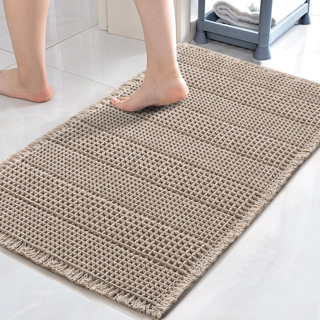H.VERSAILTEX Absorbent Non-Slip Waffle Bath Mat – Quick Dry & Machine Washable