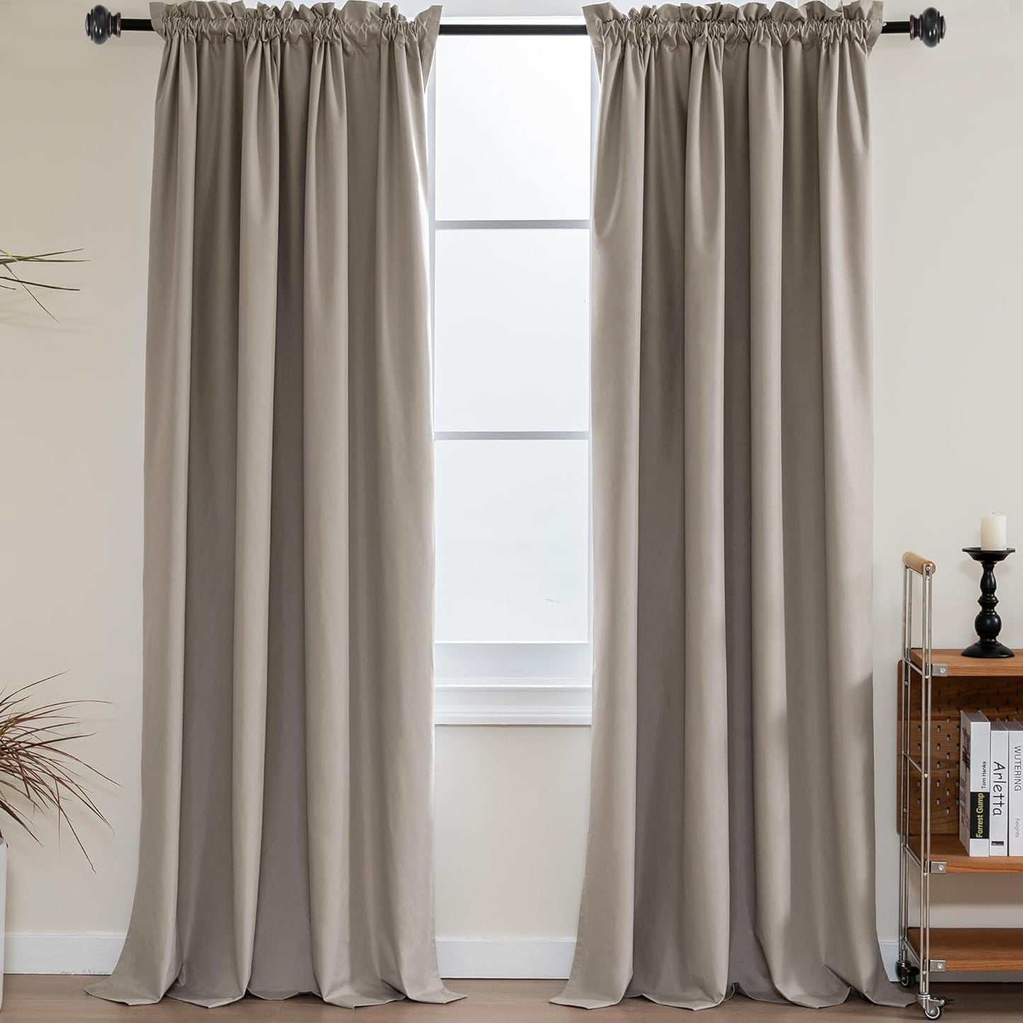 100% Blackout White Liners Window Rod Pocket Curtains