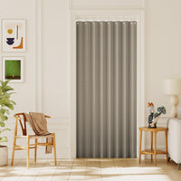 100% Blackout Linen Door Curtain Accordion Folding Privacy Room Divider with Hooks product feature or detail image