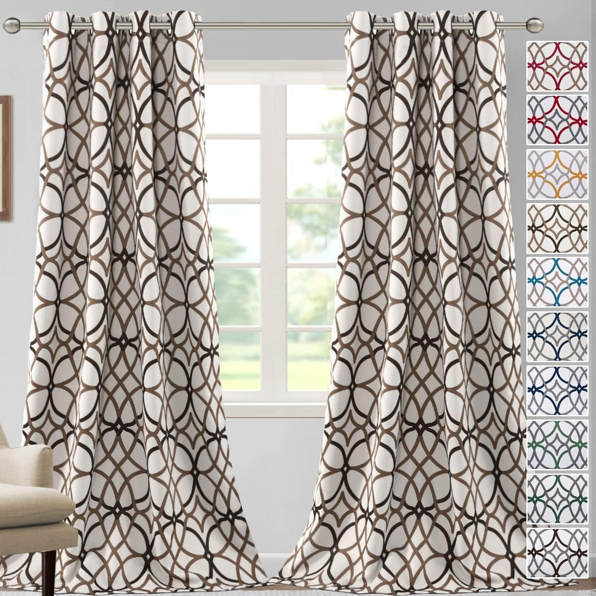 H.VERSAILTEX Blackout Curtains for Bedroom Printed Design 96 Inch Thermal Insulated 2 Panels