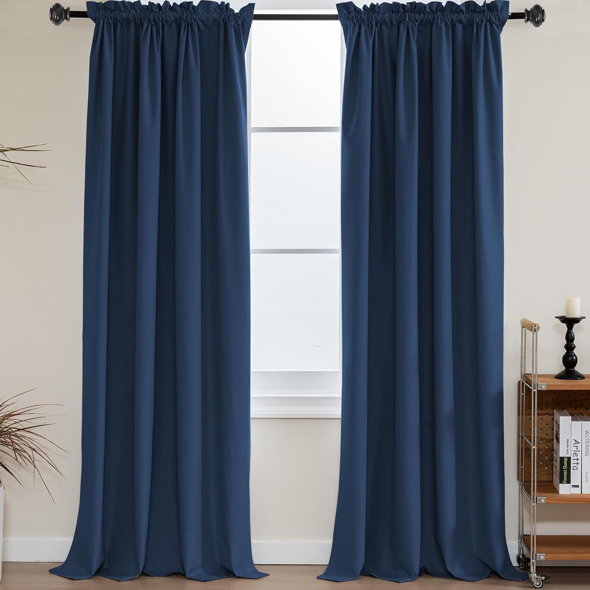 H.VERSAILTEX 100% Blackout Curtains for Kitchen Thermal Insulated Full Blackout Curtains with White Liners Energy Efficiency Window Rod Pocket Draperies