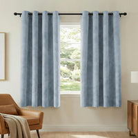 H.VERSAILTEX Velvet 100% Blackout Curtains for Living Room Full Light Blocking Curtains Thermal Insulated Room Window Drapes Soft Luxury Curtains Grommet Top 2 Panels (55" W x 96" L, Stone Blue)