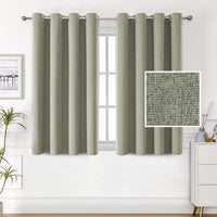 H.VERSAILTEX 100% Blackout Linen Curtains, Thermal Curtains for Living Room & Bedroom, Textured Burlap Curtains with Double Face Linen, Grommet Top, 52 x 84 Inch, 2 Panels - Heather Ivory