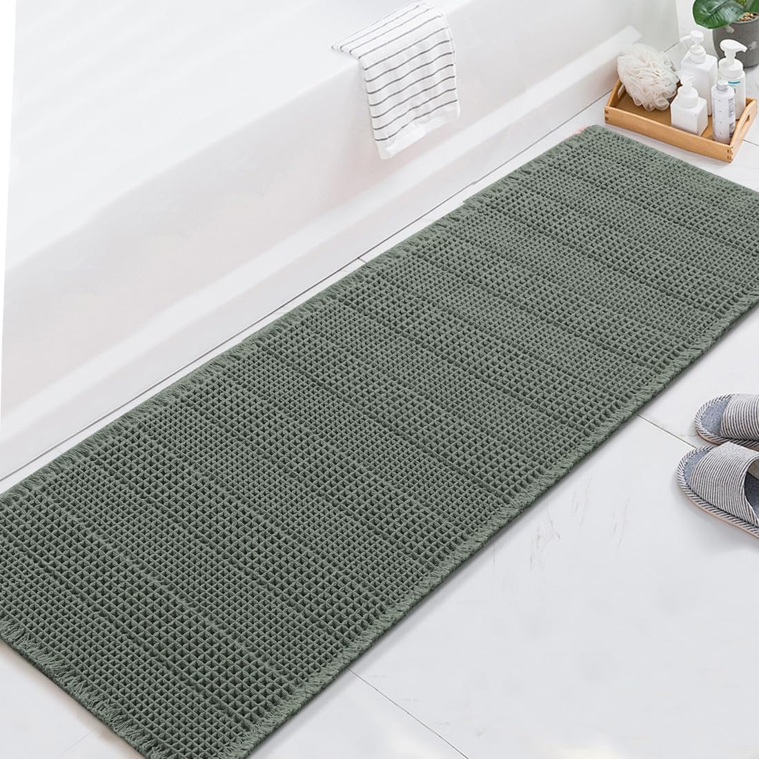 H.VERSAILTEX Absorbent Non-Slip Waffle Bath Mat – Quick Dry & Machine Washable