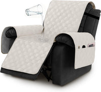 H.VERSAILTEX 100% Waterproof Recliner Chair Covers, Recliner Covers Non-Slip Stay in Place, Thick Cover for Recliner Chair with Pocket, Dog Couch Cover Protector Washable(Beige, 28")