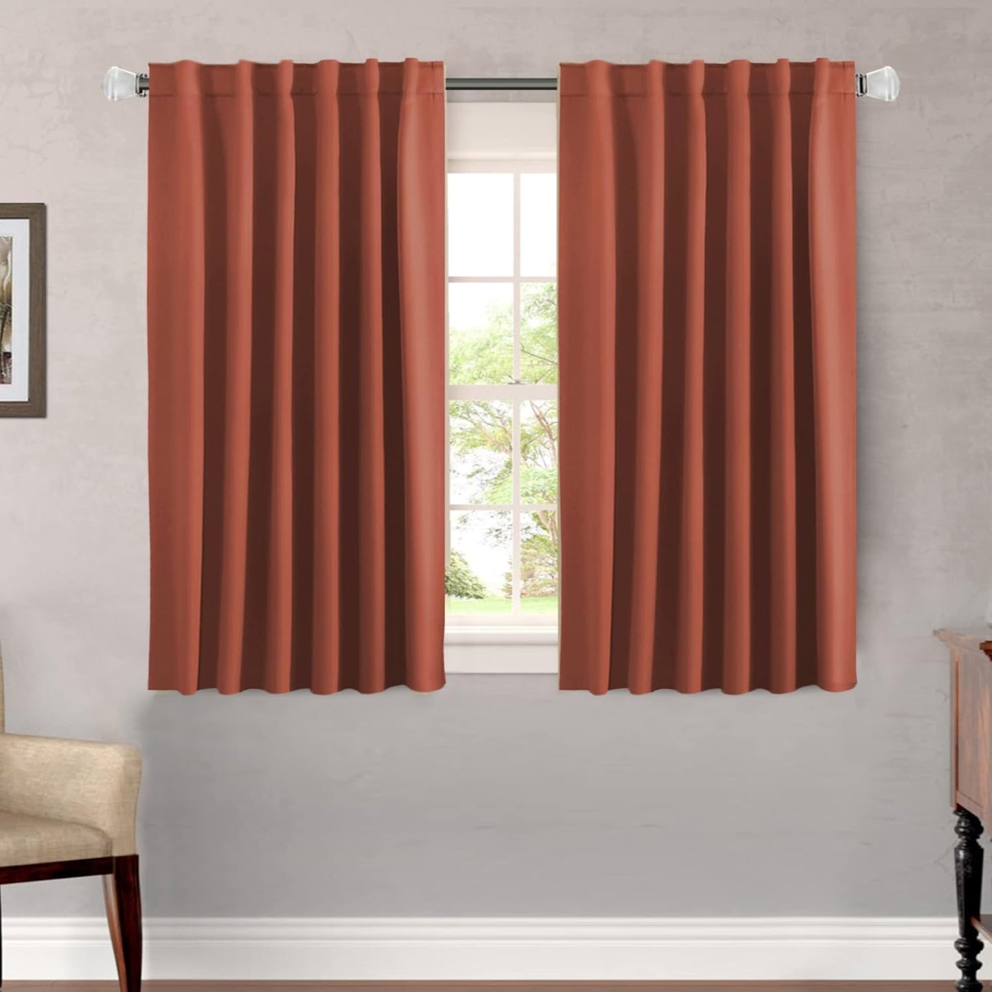 2pcs H.VERSAILTEX Blackout Curtains Thermal Insulated Window Treatment Panels Room Darkening Blackout Drapes for Living Room Back Tab/Rod Pocket Bedroom Draperies