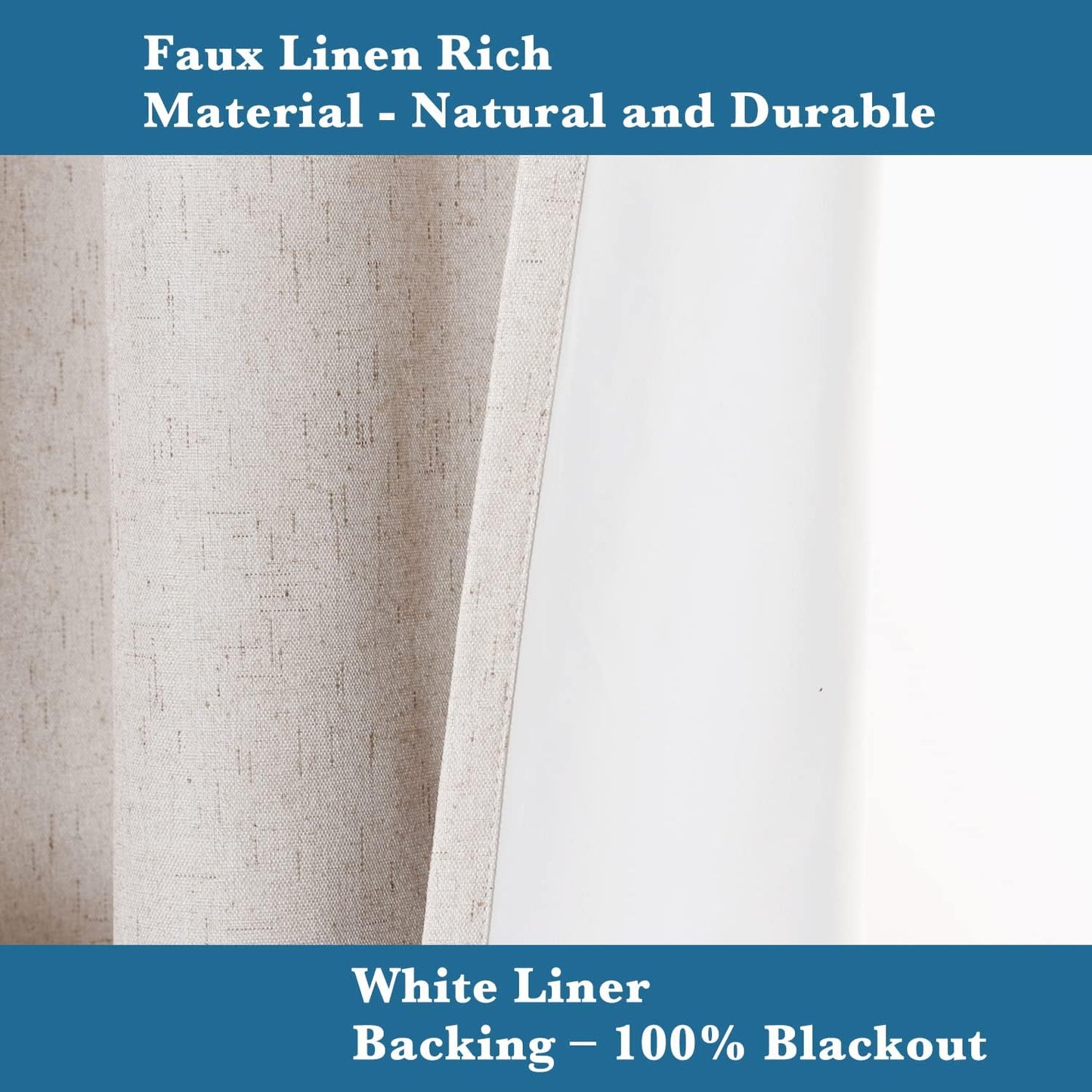 2pcs H.VERSAILTEX Linen Blackout Curtains Durable Thick Textured Linen Look 100% Blackout Patio Door Curtain, Anti Rust Grommet Extra Wide Sliding Glass Door Curtains