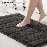 Prince Deco Bathroom Rugs Thick Velvet Bath Rug Super Shaggy Soft Non Slip Water Absorbent Striped Bath Mat, Dries Quickly Washable Fluffy Plush Bathroom Floor Rugs for Shower