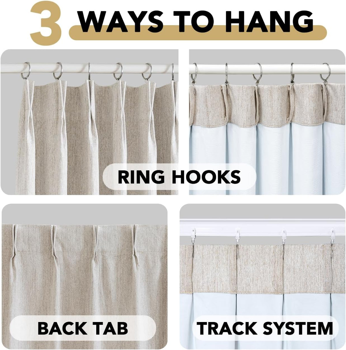 H.VERSAILTEX Pinch Pleated Blackout Curtains – Linen Chenille, Thermal Insulated, 2 Panels