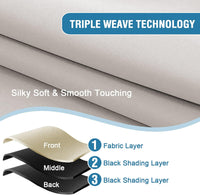 H.VERSAILTEX 100% Blackout Curtains for Bedroom Short Curtains Half Window Curtains for Kitchen, Privacy Energy Saving Curtain Tiers for Bathroom Shades, W 42 x L 36 inch, Pumice Stone, Set of 2