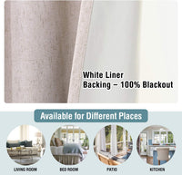 2 pcs  H.VERSAILTEX 100% Blackout Linen Curtains Full Light Blocking Curtains for Bedroom, Textured Window Curtains for Living Room, Energy Efficient Curtains White Liner