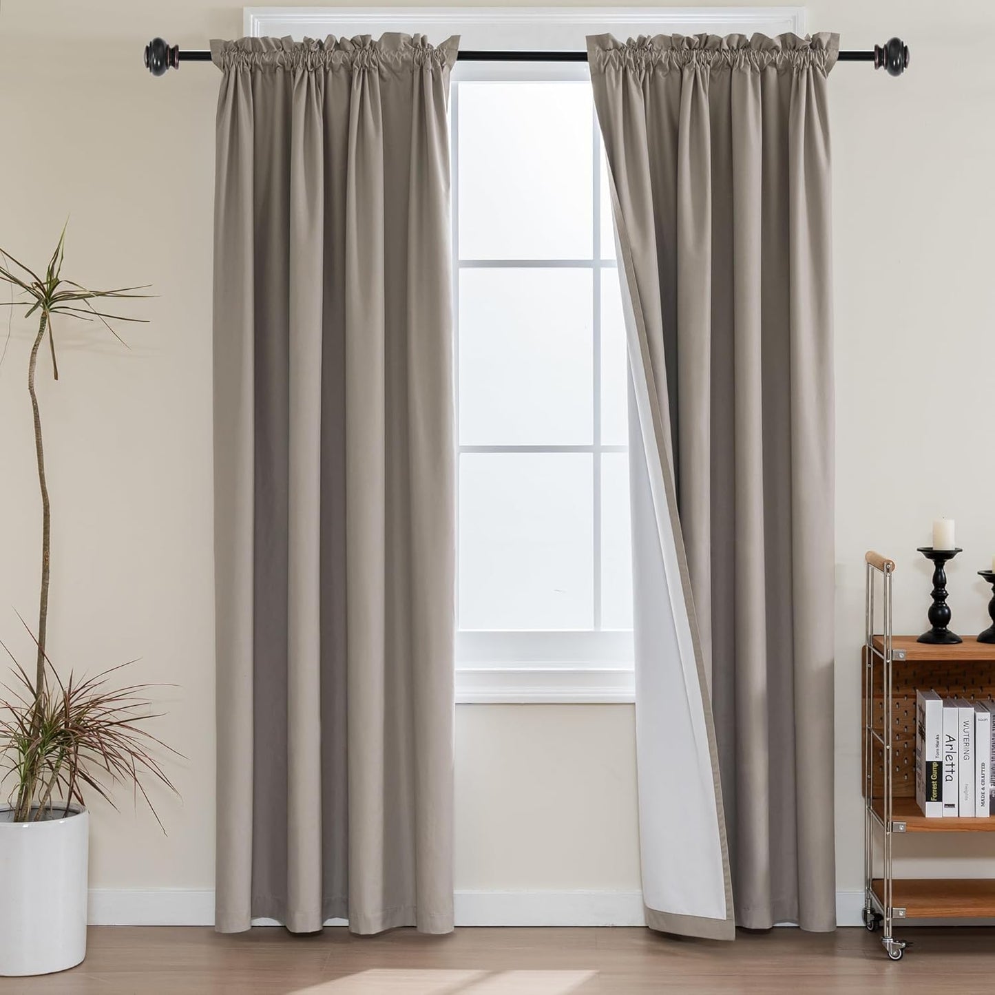 100% Blackout White Liners Window Rod Pocket Curtains