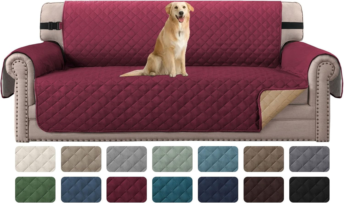 H.VERSAILTEX Sofa Protector for Dogs/Cats/Pets Sofa Slipcover Quilted Furniture Protector with Non Slip Elastic Strap Water Resistant Sofa Covers Couch Covers Seat Width: