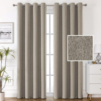 H.VERSAILTEX 100% Blackout Linen Curtains, Thermal Curtains for Living Room & Bedroom, Textured Burlap Curtains with Double Face Linen, Grommet Top, 52 x 84 Inch, 2 Panels - Heather Ivory