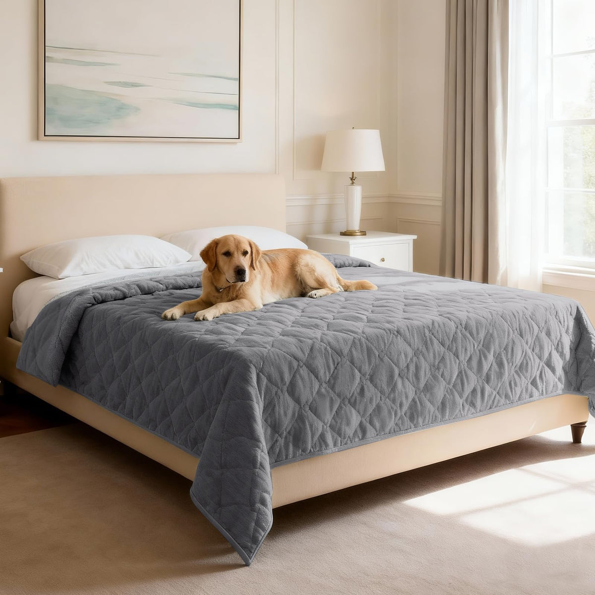 H.VERSAILTEX Chenille Couch Cover Fuzzy Sofa Cover Anti Slip Washable with Strap for Pets