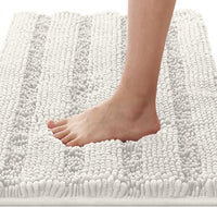 1pc H.VERSAILTEX Bath Rugs for Bathroom Non Slip Bath Mats Extra Thick Chenille Striped Rug 20" x 32" Absorbent Non Skid Fluffy Soft Shaggy Washable Dry Fast Plush Mat for Indoor, Bath Room, Tub