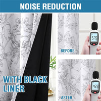 H.VERSAILTEX 100% Blackout Curtains for Living Room Camellia Floral 84 Inches Long Light Blocking Window Treatment with Black Liner Grommet Thermal Drapes, 2 Panels, Grey