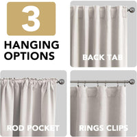 H.VERSAILTEX 100% Blackout Curtains Back Tab Full Light Blocking Curtain Draperies with Gray Coating Thermal Insulated Window Treatment Set of 2 Panels, 52" W x 84" L, Natural