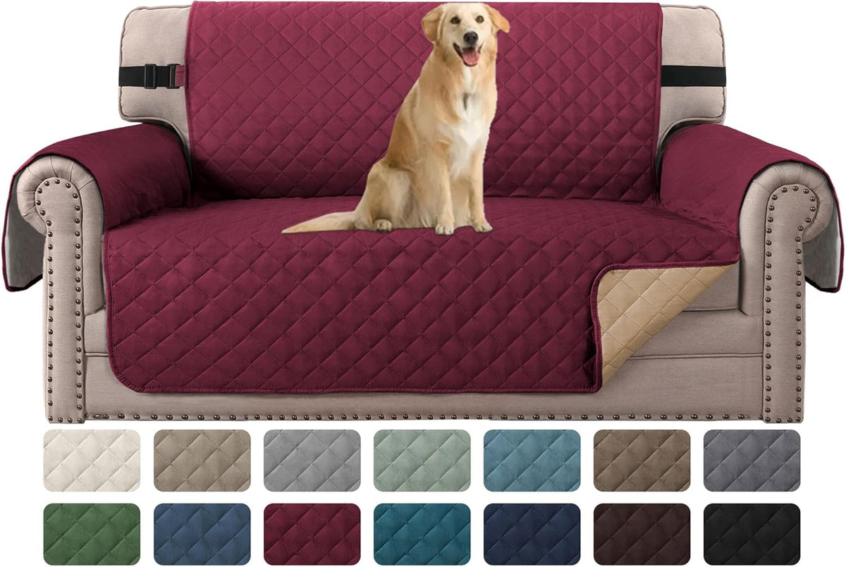 H.VERSAILTEX Sofa Protector for Dogs/Cats/Pets Sofa Slipcover Quilted Furniture Protector with Non Slip Elastic Strap Water Resistant Sofa Covers Couch Covers Seat Width: