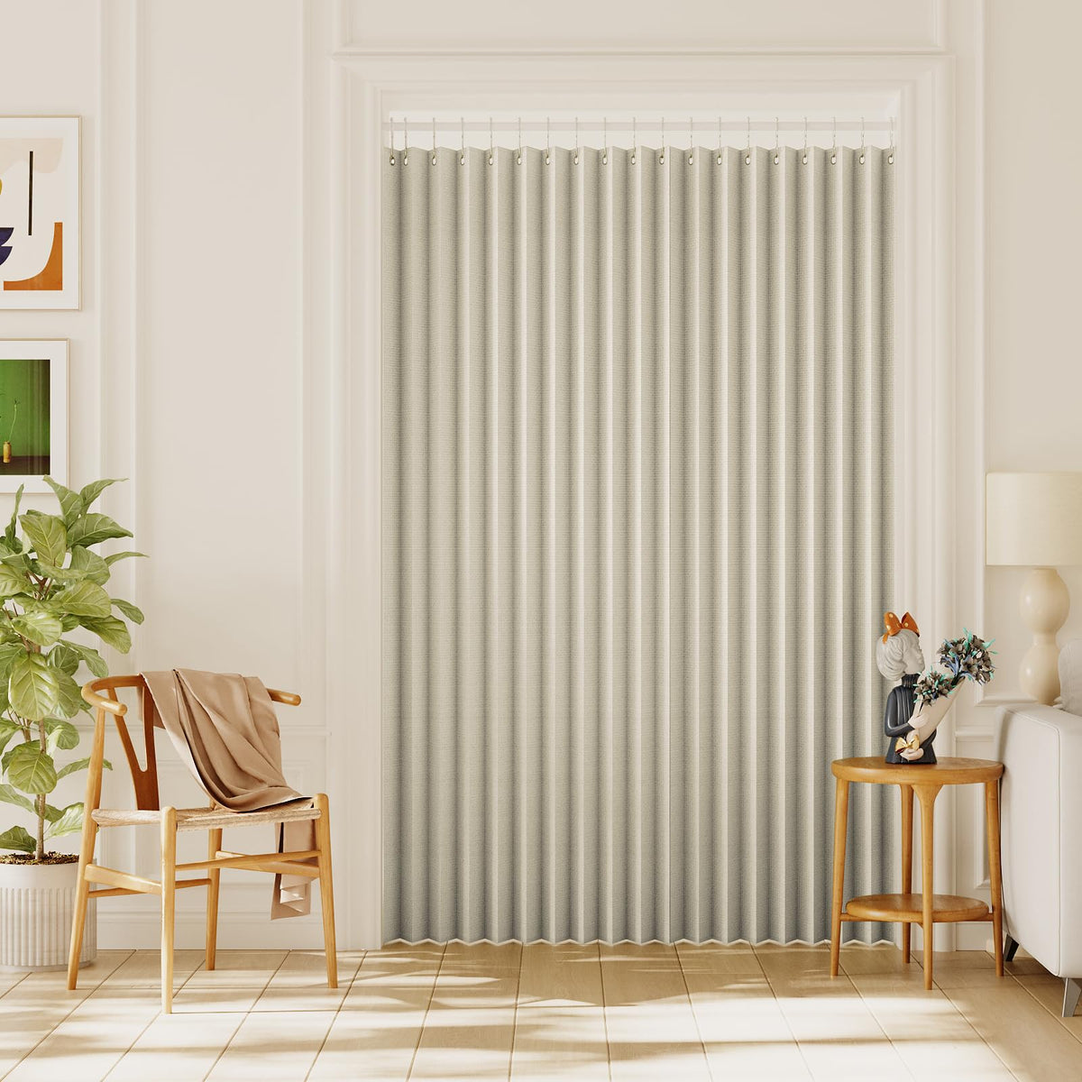 h.versailtx 100% Blackout Linen Door Curtain Accordion Folding Privacy Room Divider with Hooks product image
