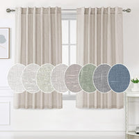 H.VERSAILTEX Natural Linen Curtains 45 inches Long for Living Room 2 Panels Back Tab Loop Pocket Linen Semi Sheer Curtains Light Filtering Rustic Farmhouse Boho Curtain for Bedroom