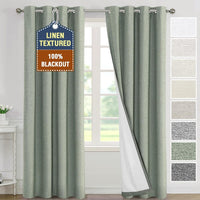 H.VERSAILTEX Elegant Full Coverage Linen 100% Blackout Drapes Heat Blocking Curtains Bedroom Curtain- Ideal for Undisturbed Sleep & Energy Efficiency, 52x84 Inch, Heather Pale Oak(Not Solid)