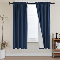 H.VERSAILTEX 100% Blackout Curtains for Kitchen Thermal Insulated Full Blackout Curtains with White Liners Energy Efficiency Window Rod Pocket Draperies