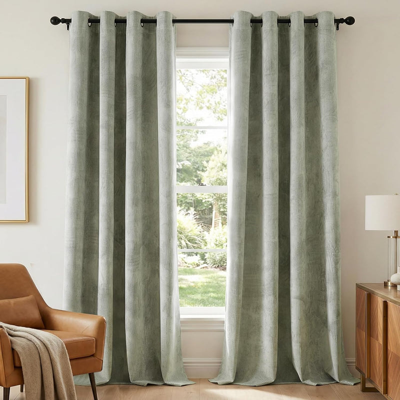 h.versailtx Velvet 100% Blackout Curtains for Living Room Full Light Blocking Thermal Insulated Grommet 2 Panels product image