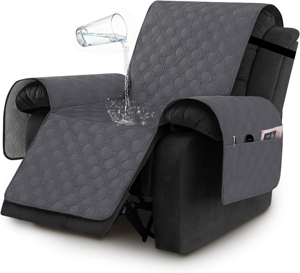 H.VERSAILTEX 100% Waterproof Recliner Chair Covers, Recliner Covers Non-Slip Stay in Place, Thick Cover for Recliner Chair with Pocket, Dog Couch Cover Protector Washable(Beige, 28")