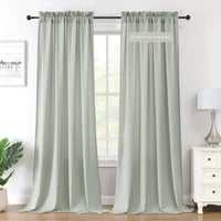 H.VERSAILTEX Sheer Curtains Long Non-See-Through Farmhouse  Privacy Curtains for Living Room Light Filtering Semi Sheer 2 Panels Rod Pocket