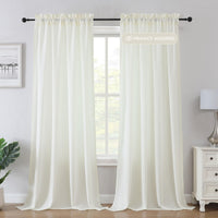 H.VERSAILTEX Sheer Curtains Long Non-See-Through Farmhouse  Privacy Curtains for Living Room Light Filtering Semi Sheer 2 Panels Rod Pocket