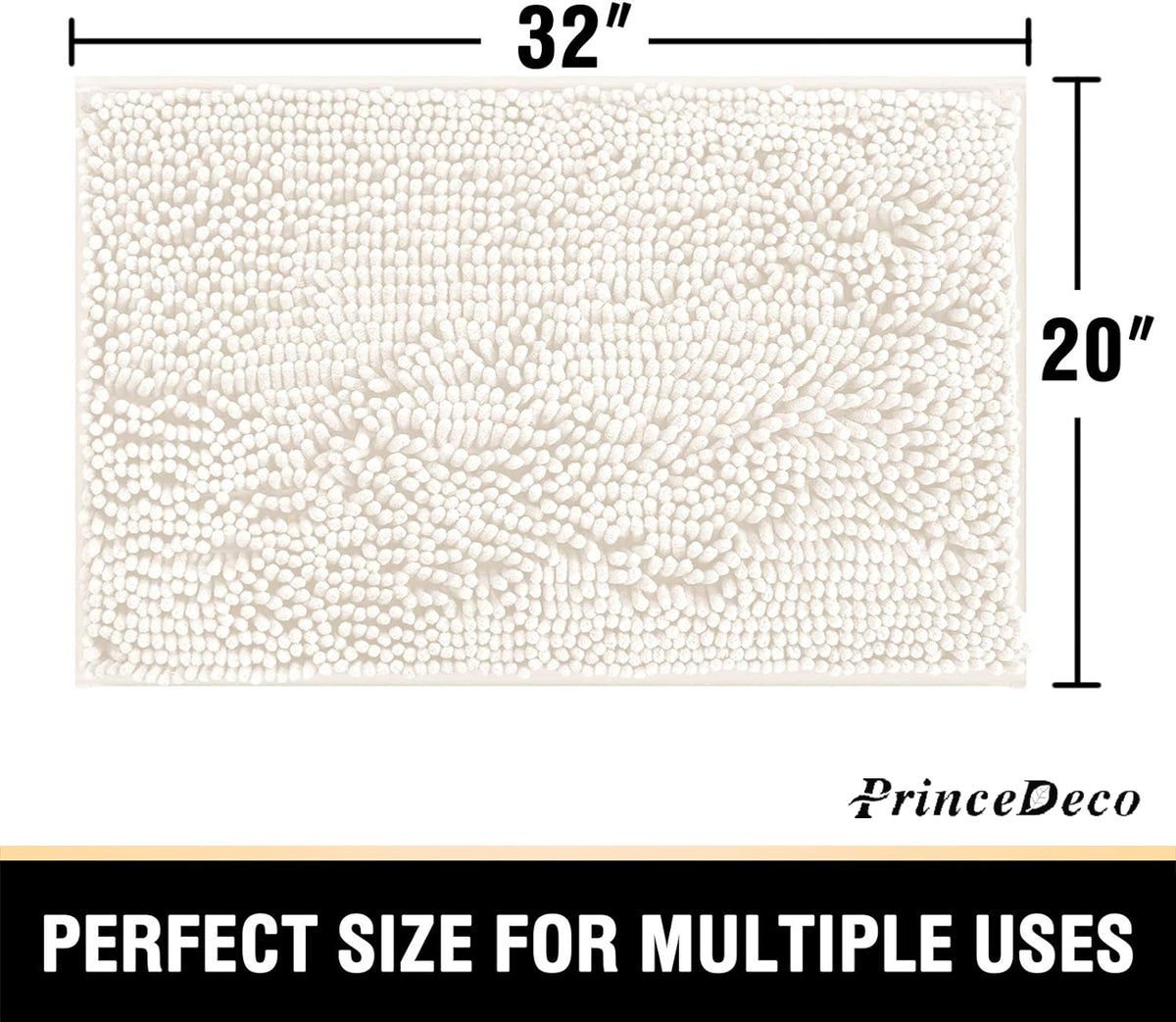 Prince Deco Bathroom Rugs Bath Mats for Bathroom Non Slip Chenille Bathroom Runner Rug Extra Soft and Absorbent Shaggy Rugs Washable Dry Fast Plush Area Carpet Mats for Bath Room