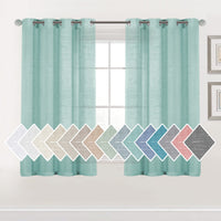 H.VERSAILTEX Linen Sheer Curtains Semi Sheer Light Filtering Window Drapes 2 Panels