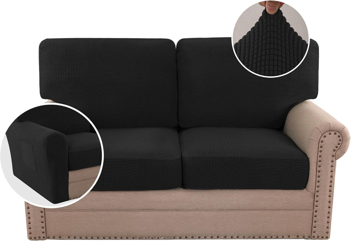 H.VERSAILTEX Multi-Pieces Chair Covers Stretch Couch Covers Form Fitted Seat and Back Cushions Covers
