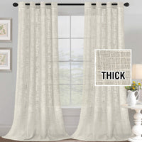 h.versailtx Linen Blended Curtains Natural Linen Textured Light Filtering Nickel Grommet 2 Panel Sets product image