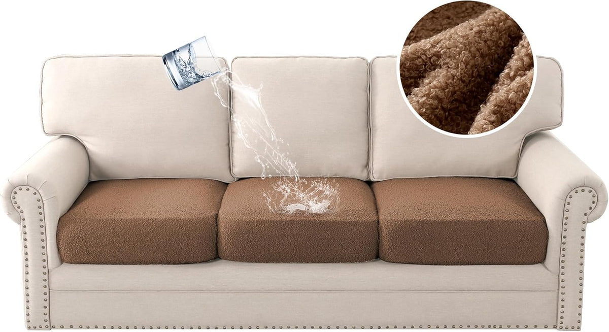 H.VERSAILTEX Waterproof Sofa Seat Cushion Covers Sofa Covers, Made of Looped Fleece Fabric Durable Sturdy (3 Pack)