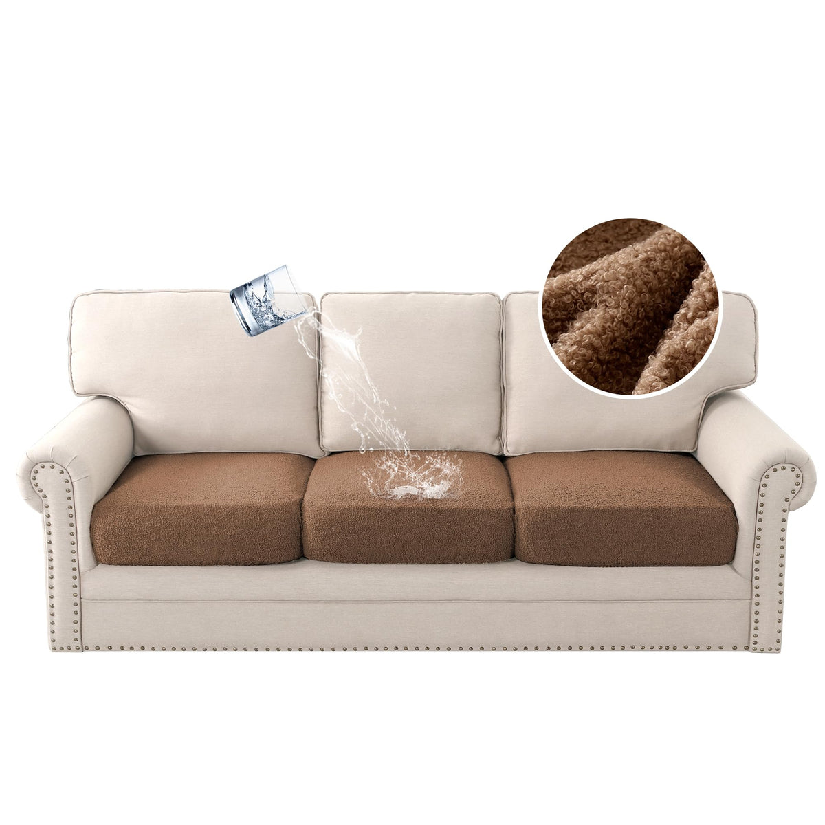 H.VERSAILTEX Waterproof Sofa Seat Cushion Covers Sofa Covers, Made of Looped Fleece Fabric Durable Sturdy (3 Pack)