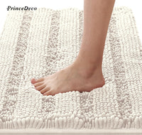 Prince Deco Bathroom Rugs Bath Rugs for Bathroom Non Slip Bath Mats Extra Thick Chenille Striped Rug Absorbent Soft Shaggy Washable Dry Fast Bath Mats for Bathroom Floor