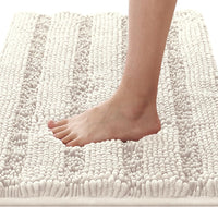 1pc H.VERSAILTEX Bath Rugs for Bathroom Non Slip Bath Mats Extra Thick Chenille Striped Rug 20" x 32" Absorbent Non Skid Fluffy Soft Shaggy Washable Dry Fast Plush Mat for Indoor, Bath Room, Tub