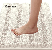 Fantasdecor Bathroom Rugs Bath Rugs for Bathroom Non Slip Bath Mats Extra Thick Chenille Striped Rug Absorbent Soft Shaggy Washable Dry Fast Bath Mats for Bathroom Floor-Bathroom rugs