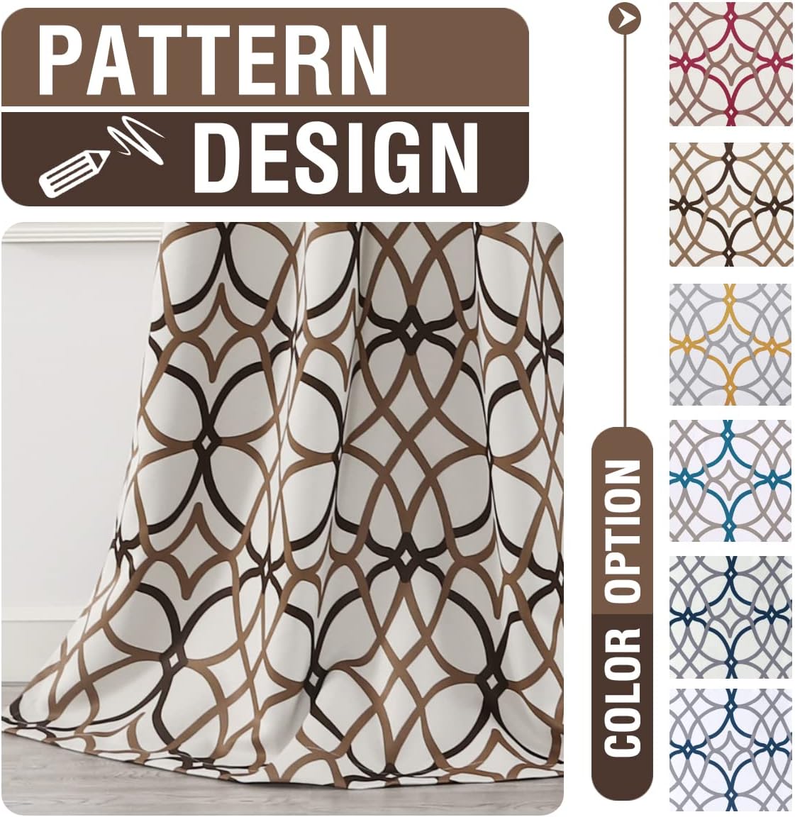 H.VERSAILTEX Blackout Curtains for Bedroom Printed Design 96 Inch Thermal Insulated 2 Panels