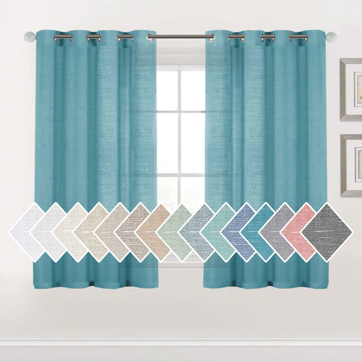 H.VERSAILTEX Linen Sheer Curtains Semi Sheer Light Filtering Window Drapes 2 Panels