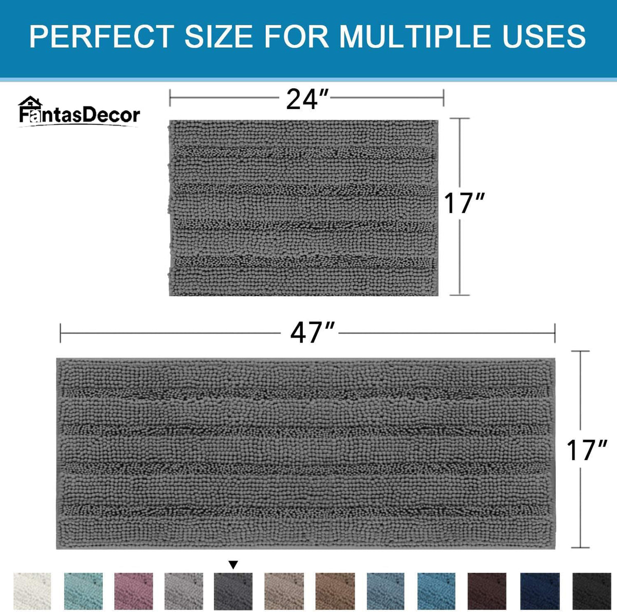 FantasDecor Cushioned Anti-Fatigue Floor Mat,Bathroom Rug Set Mats, 2 Piece Floor Mats