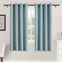 H.VERSAILTEX Grommet Natural Linen Textured Kitchen Curtains 45 inch Length, Thick Faux Linen Room Darkening Window Treatment Set for Farmhouse/Bedroom 52W x 45L,2 Panels,Heather Aqua