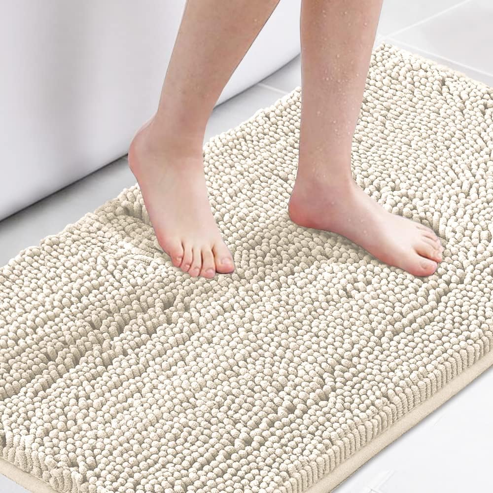 H.VERSAILTEX Bath Rug, Bath Mat Non Slip Bath Mats for Bathroom Floor, Bathroom Rug Extra Thick Chenille Rug Absorbent Soft Shaggy Washable Dry Fast Plush Rugs for Bathtubs