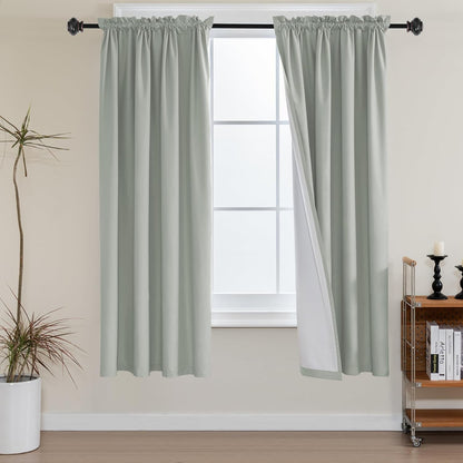 100% Blackout White Liners Window Rod Pocket Curtains