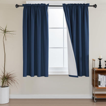 100% Blackout White Liners Window Rod Pocket Curtains